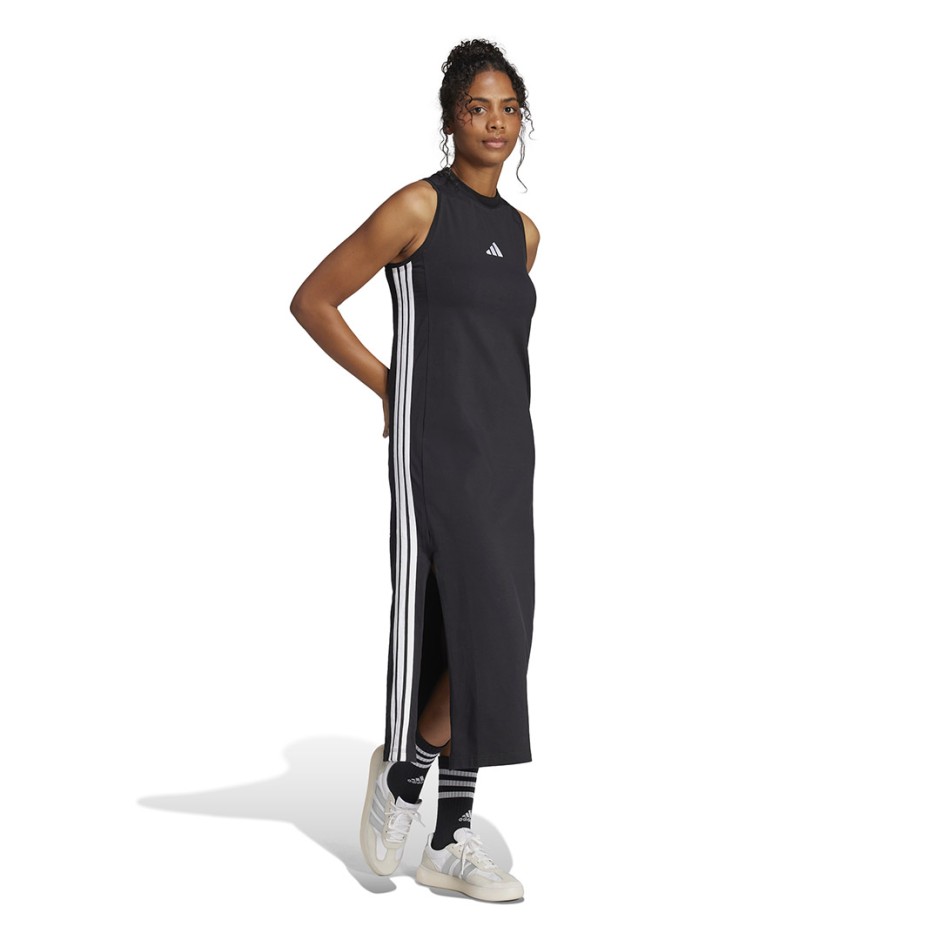 Γυναικείο Φόρεμα Μαύρο - adidas Sportswear Essentials 3-Stripes Long Racerback