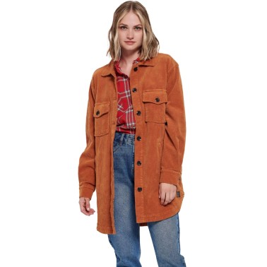 Γυναικείο Κοτλέ Πουκάμισο FUNKY BUDDHA Καφέ FBL006-129-05-COPPER 