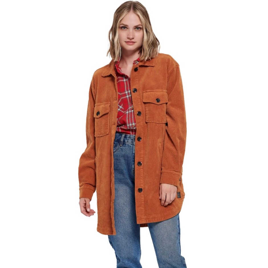 Γυναικείο Κοτλέ Πουκάμισο FUNKY BUDDHA Καφέ FBL006-129-05-COPPER 