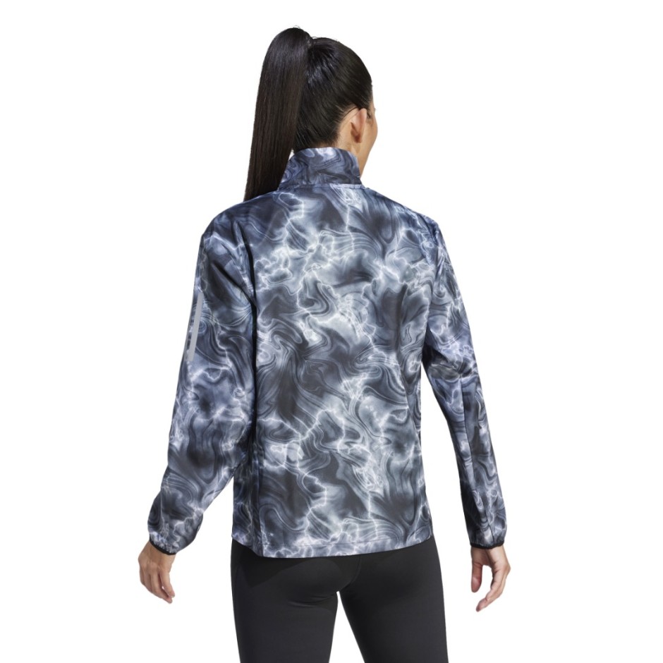 adidas Performance OWN THE RUN ALLOVER PRINT HOODED RUNNING WINDBREAKER JACKET Μαύρο 