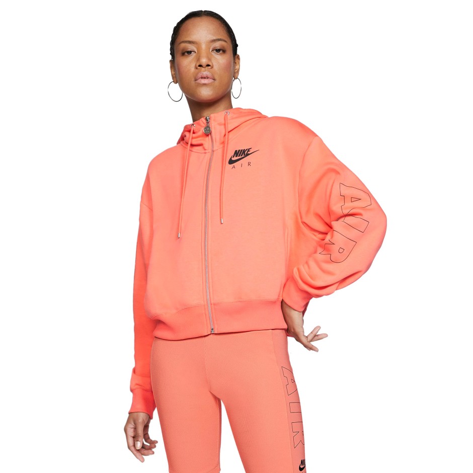 NIKE AIR WOMEN S FULL ZIP FLEECE HOODIE CJ3041 814 Coral Zakcret.gr