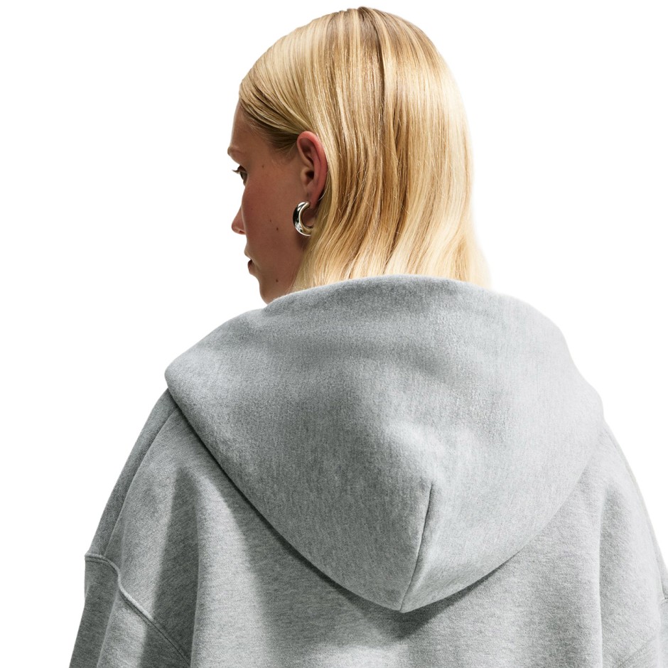 Women's Full-Zip Hoodie Grey - Nike Studio Fleece Medium Weight