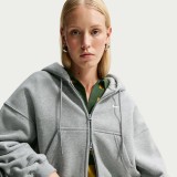Women's Full-Zip Hoodie Grey - Nike Studio Fleece Medium Weight Image 3