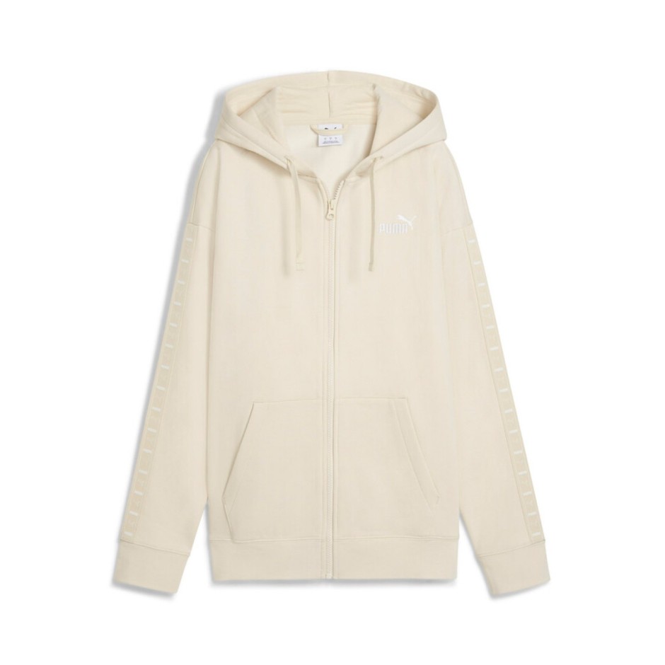 PUMA ESS TAPE RELAXED FULL-ZIP HOODIE FL 688097-87 Ecru