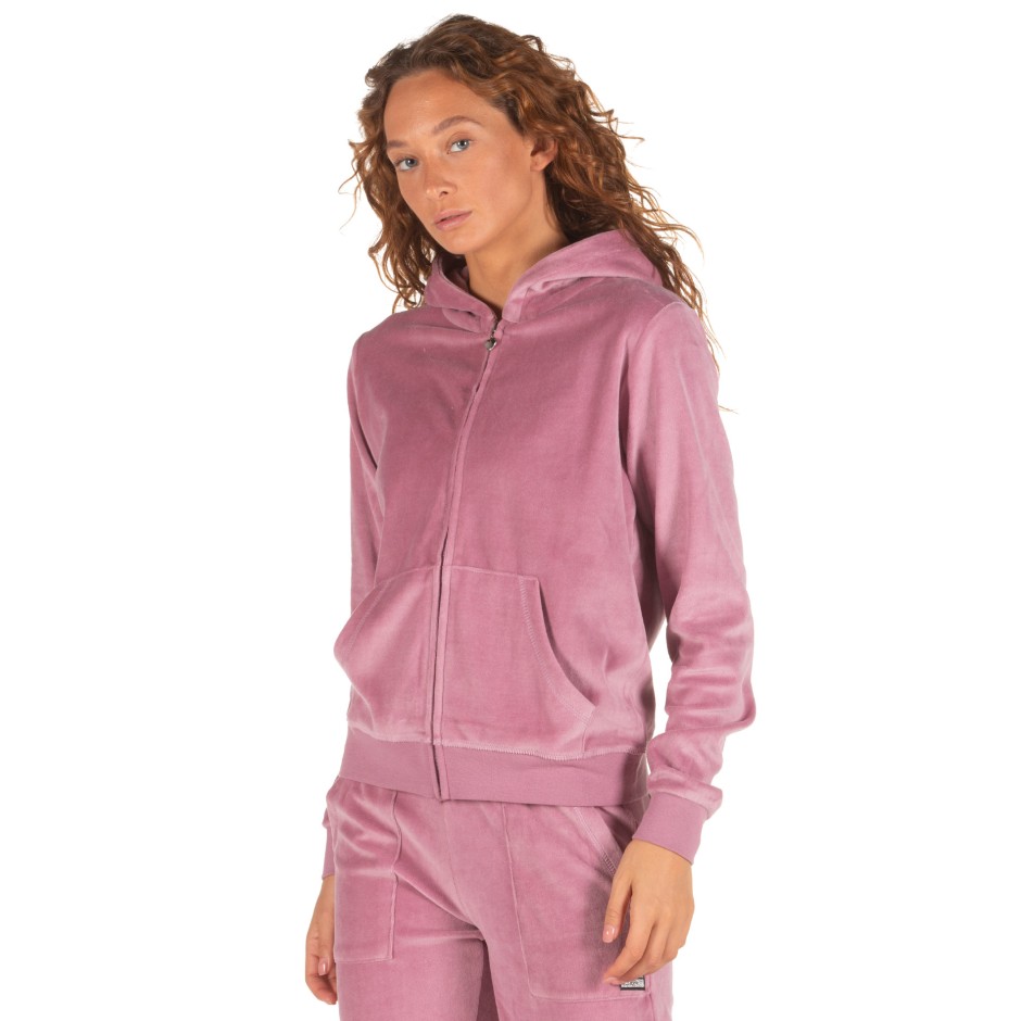 BODY ACTION VELOUR HOODIE JACKET 071928-01-13A Μωβ