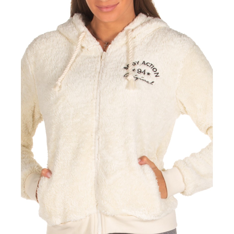 BODY ACTION SHERPA HOODIE 071933-01-05A Γκρί