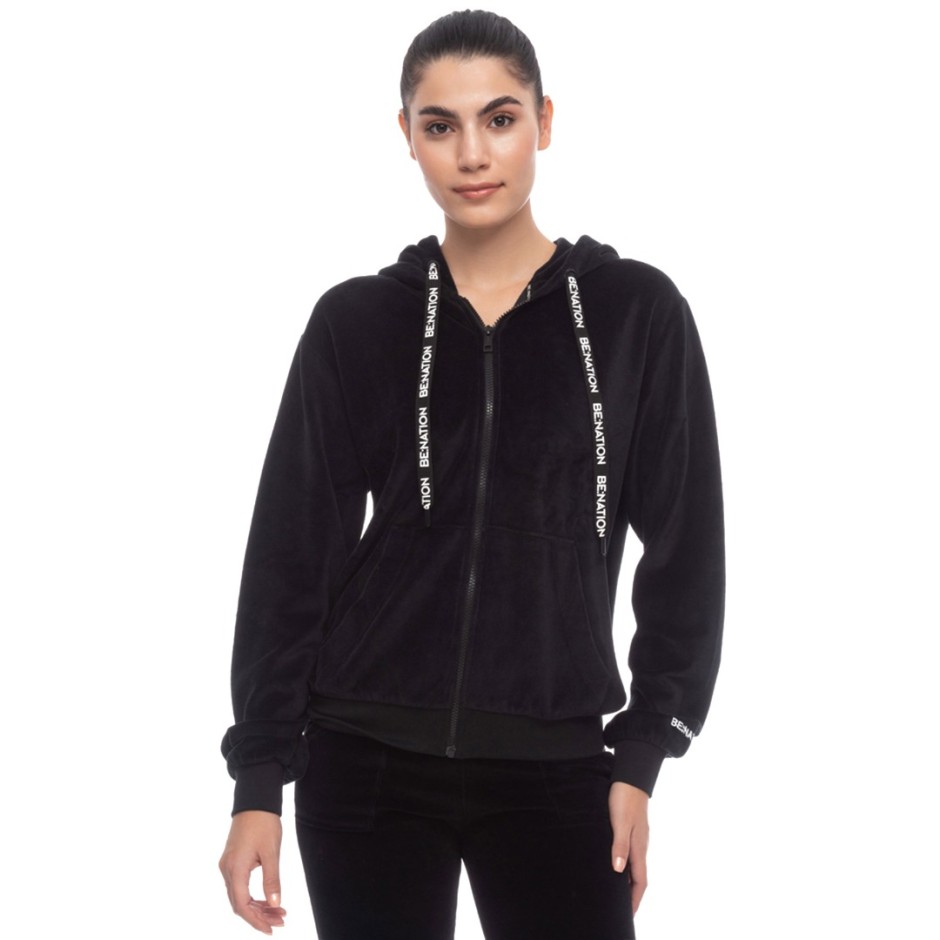 BE:NATION VELOUR FULL ZIP HOOD 07102303-01 Black