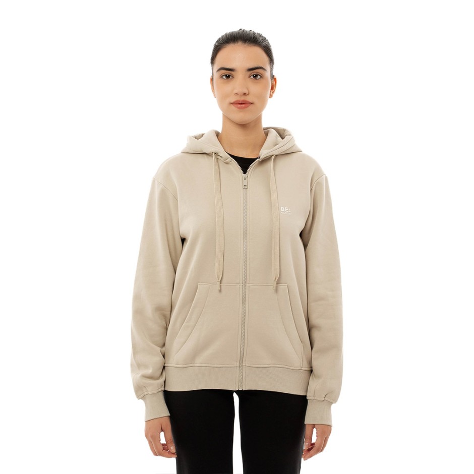 BE:NATION HOODIE LOGO JACKET 07112401-3J Beige