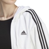 adidas Sportswear ESSENTIALS 3-STRIPES FRENCH TERRY BOMBER FULL-ZIP HOODIE Λευκό