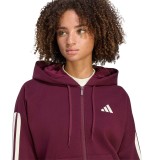 Women's Full-Zip Hoodie Bordeaux - adidas Sportswear Essentials 3-Stripes Fleece Image 1
