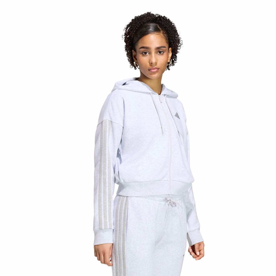 Γυναικεία Ζακέτα Γκρι - adidas Sportswear Essentials 3-Stripes French Terry