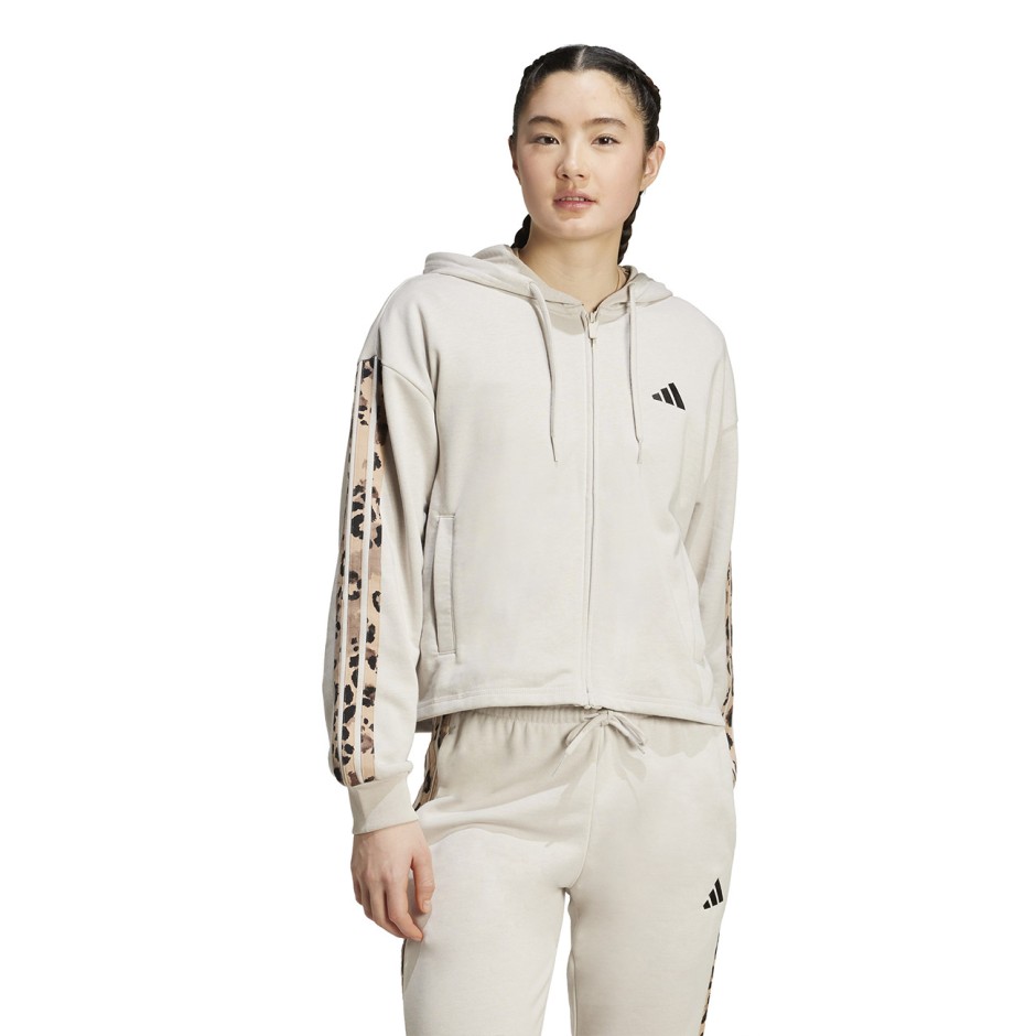 Γυναικεία Ζακέτα Μπεζ - adidas Sportswear Animal Print 3-Stripes