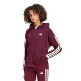 Women's Full-Zip Hoodie Bordeaux - adidas Sportswear Essentials 3-Stripes Fleece Image 