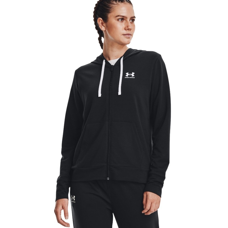 UNDER ARMOUR RIVAL TERRY FULL ZIP HOODIE Μαύρο