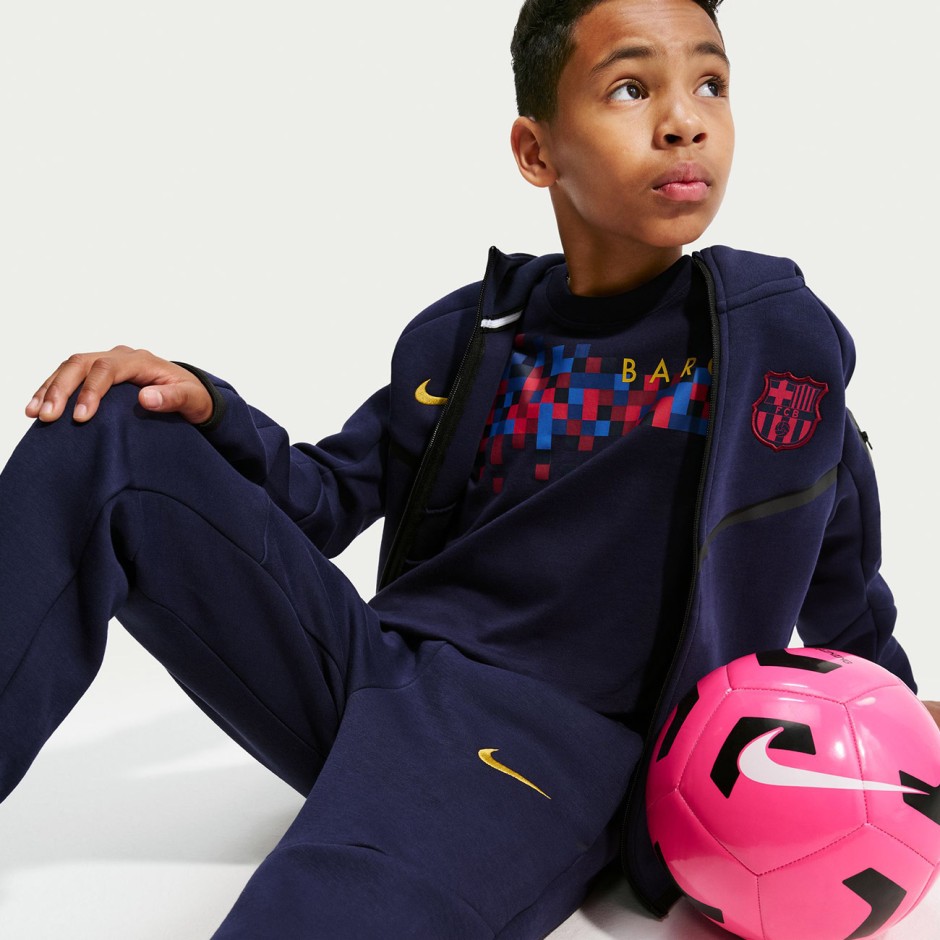 Παιδικό Παντελόνι Φόρμα Ποδοσφαίρου Μπλε - Nike Barcelona Tech Fleece