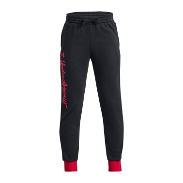 Under Armour Rival Fleece Script Μαύρο - Παιδικό Παντελόνι Φόρμα