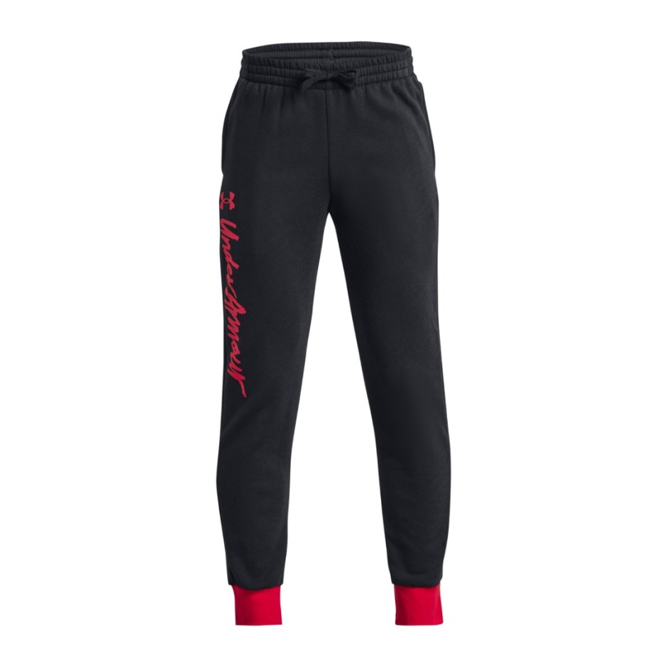 Under Armour Rival Fleece Script Μαύρο - Παιδικό Παντελόνι Φόρμα