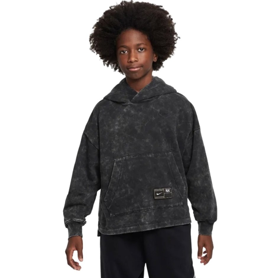 NIKE K NK COB FLC PO HOODIE WASH FZ5266-010 Black