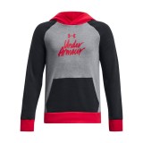 Under Armour Rival Fleece Script Colorblock Μαύρο - Παιδική Μπλούζα Φούτερ Με Κουκούλα Εικόνα 