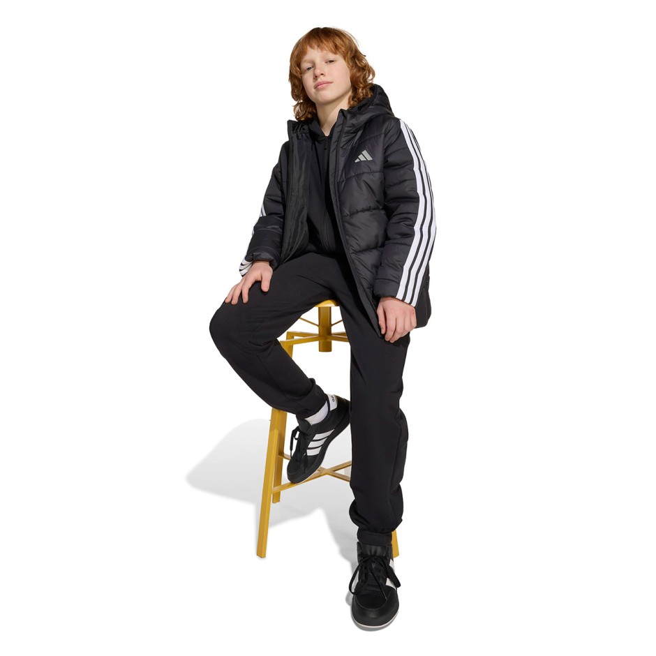 Παιδικό Μπουφάν Μαύρο - adidas Sportswear Essentials 3-Stripes Padded