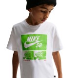 Παιδική Κοντομάνικη Μπλούζα Λευκή - Nike SB Εικόνα 