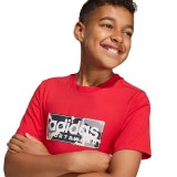 Kids' T-Shirt Red - adidas Sportswear Camo Linear Graphic Image 1
