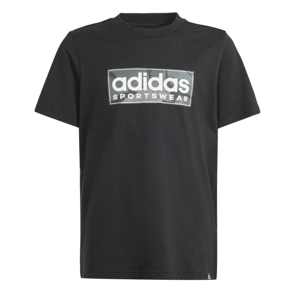 Παιδική Κοντομάνικη Μπλούζα Μαύρη - adidas Performance Camo Linear Graphic