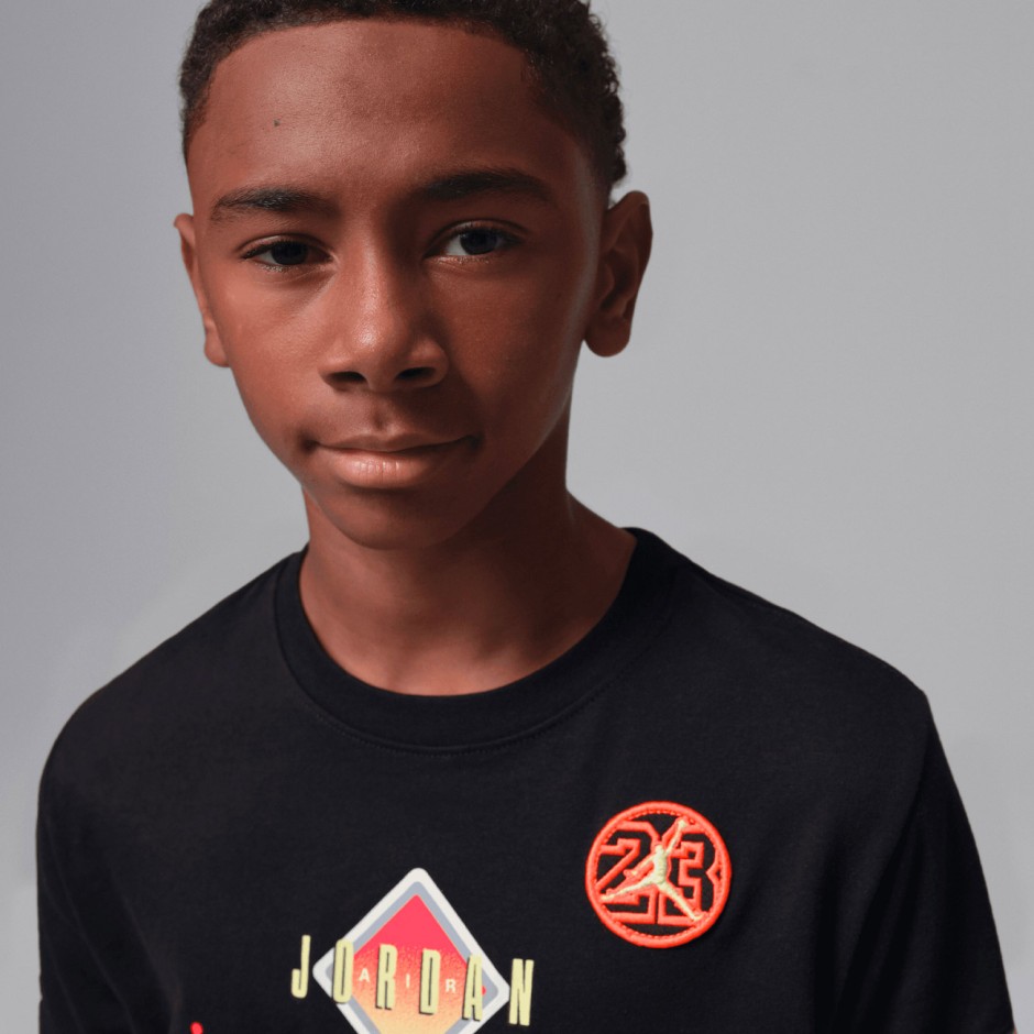 Παιδική Κοντομάνικη Μπλούζα Μαύρη - Jordan Dynasty Patch