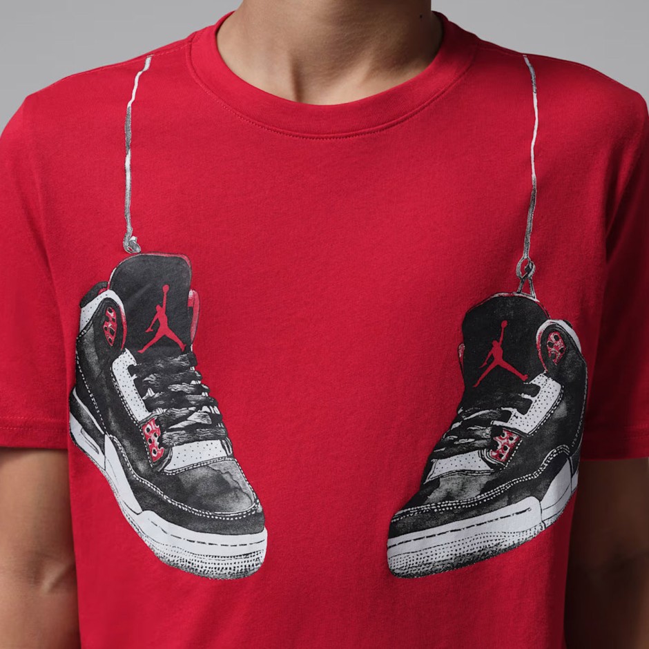 Kids' T-Shirt Red - Jordan AJ3 Shoe Strings 