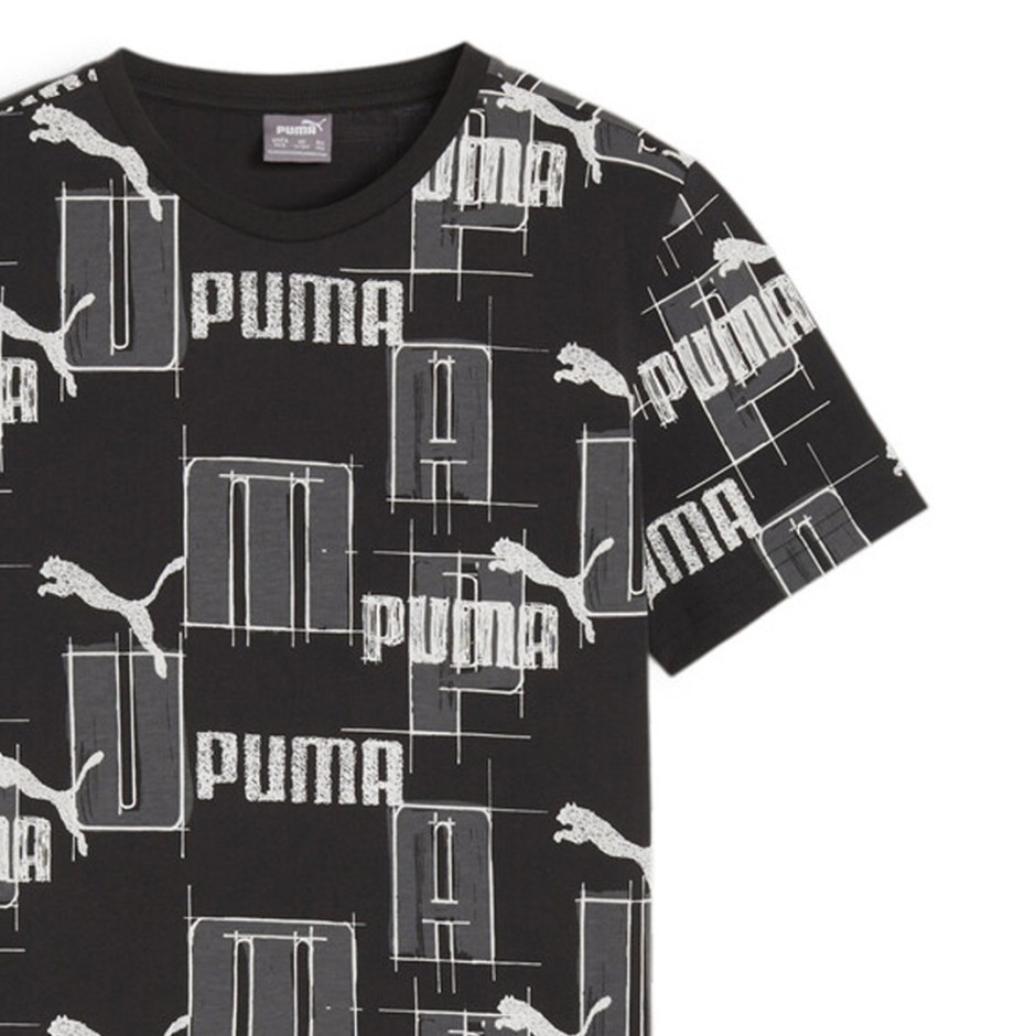 Παιδική Κοντομάνικη Μπλούζα Μαύρη - Puma Essentials+ Logo Lab