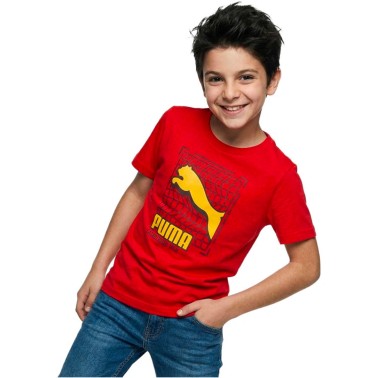 Kids' T-Shirt Red - PUMA Graphic Grid