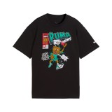 Kids' T-Shirt Black - PUMA Flagrant Foul Relaxed Basketball Player Image 