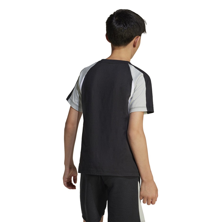 Παιδική Κοντομάνικη Μπλούζα Μαύρη - adidas Sportswear Seasonal Essentials Colorblock