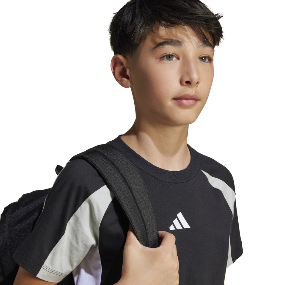 Παιδική Κοντομάνικη Μπλούζα Μαύρη - adidas Sportswear Seasonal Essentials Colorblock