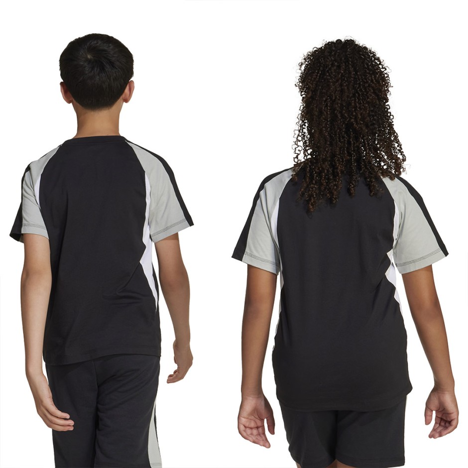 Παιδική Κοντομάνικη Μπλούζα Μαύρη - adidas Sportswear Seasonal Essentials Colorblock