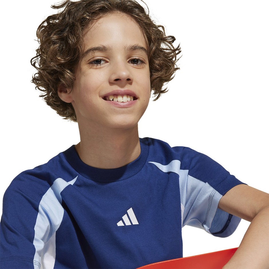 Παιδική Κοντομάνικη Μπλούζα Μπλε - adidas Sportswear Seasonal Essentials Colorblock