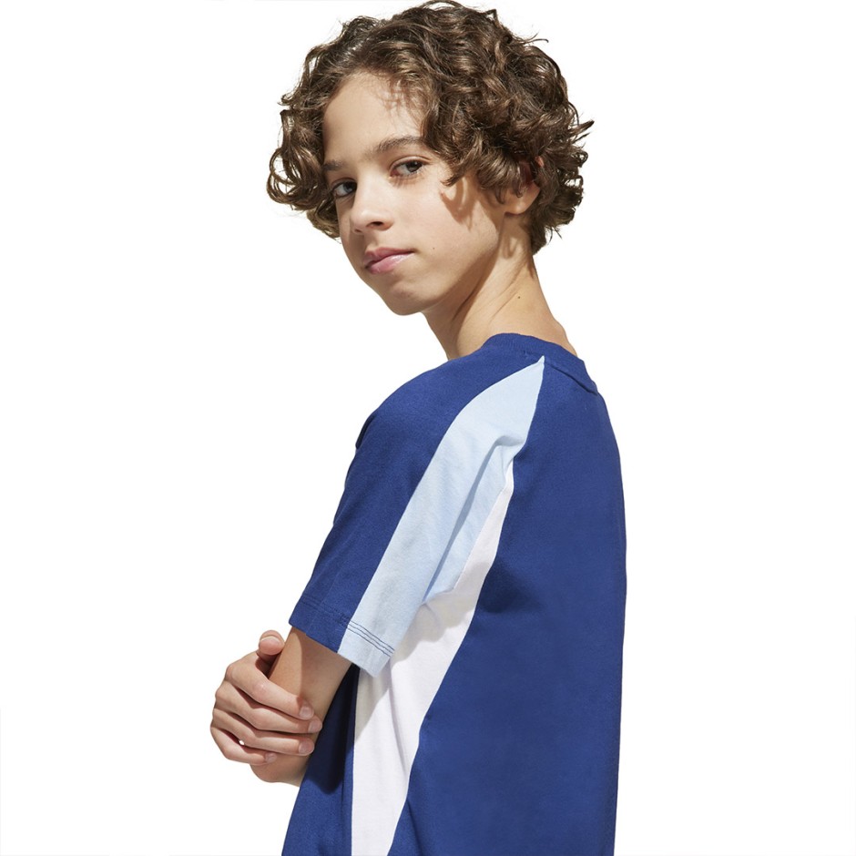Παιδική Κοντομάνικη Μπλούζα Μπλε - adidas Sportswear Seasonal Essentials Colorblock