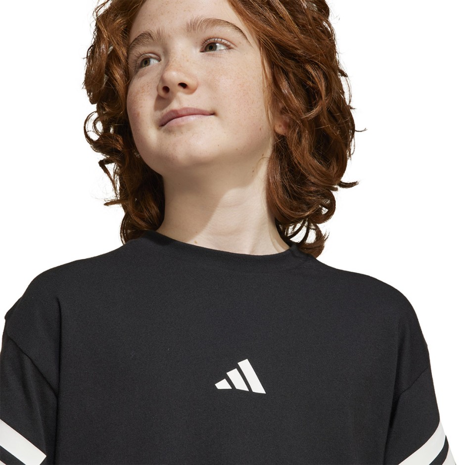 Παιδική Κοντομάνικη Μπλούζα Μαύρη - adidas Sportswear Future Icons 3-Stripes