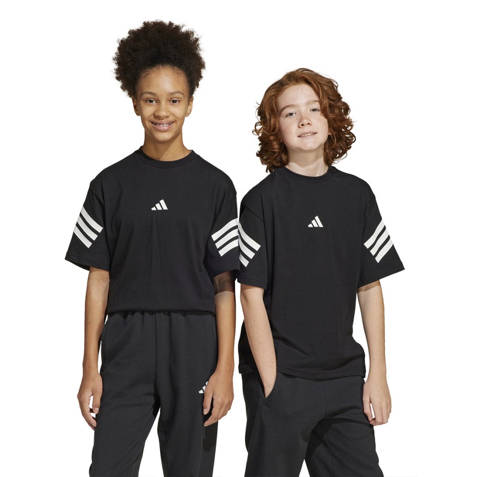 Παιδική Κοντομάνικη Μπλούζα Μαύρη - adidas Sportswear Future Icons 3-Stripes