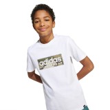 Kids' T-Shirt White - adidas Sportswear Camo Linear Graphic Image 1