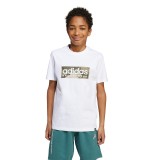 Kids' T-Shirt White - adidas Sportswear Camo Linear Graphic Image 