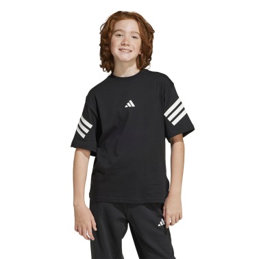 Παιδική Κοντομάνικη Μπλούζα Μαύρη - adidas Sportswear Future Icons 3-Stripes