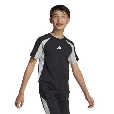 Παιδική Κοντομάνικη Μπλούζα Μαύρη - adidas Sportswear Seasonal Essentials Colorblock