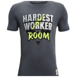 UNDER ARMOUR PROJECT ROCK HARDEST WORKER IN THE ROOM BOYS' SHORT SLEEVE T-SHIRT 1361865-012 Coal Image 