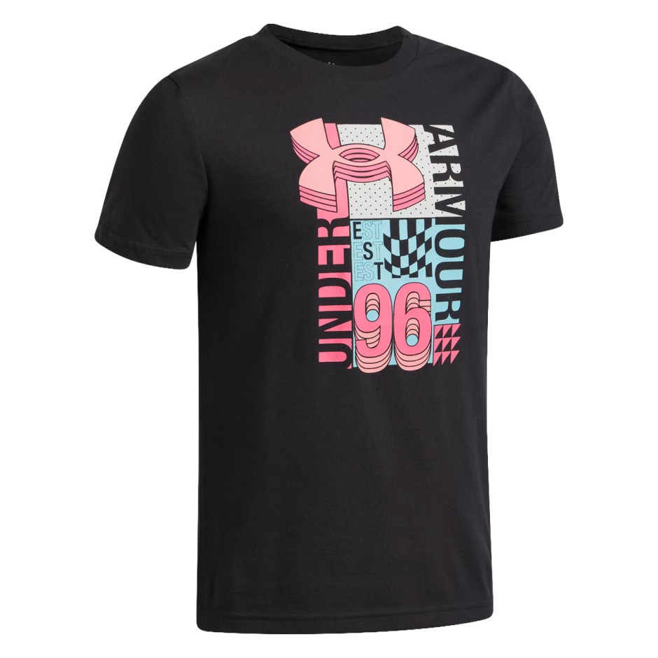 Παιδική Κοντομάνικη Μπλούζα Μαύρη - Under Armour Logo Wordmark Collage