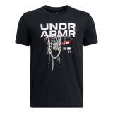 Παιδική Κοντομάνικη Μπλούζα Μαύρη - Under Armour Hoops Net Εικόνα 