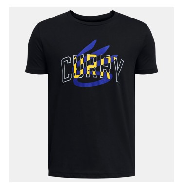 Under Armour Curry Logo Μαύρο - Παιδική Κοντομάνικη Μπλούζα Μπάσκετ 