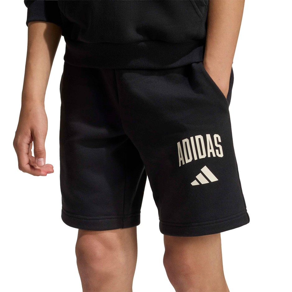Παιδική Βερμούδα Μαύρη - adidas Sportswear Seasonals Collegiate Typograph