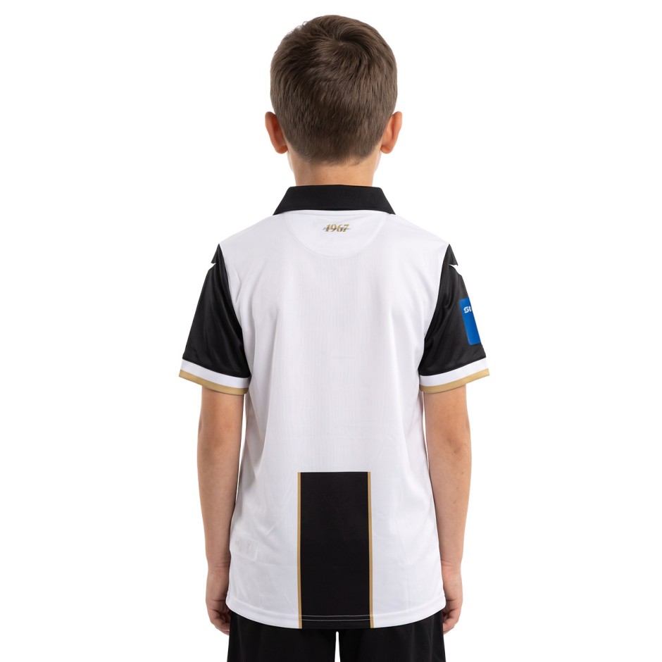 Kids' Football Jersey White-Black - Kalamata FC Macron
