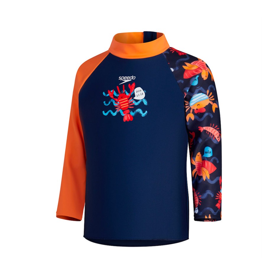 SPEEDO BOYS DIGITAL LONG SLEEVE RASH TOP 8-00384316830 Blue
